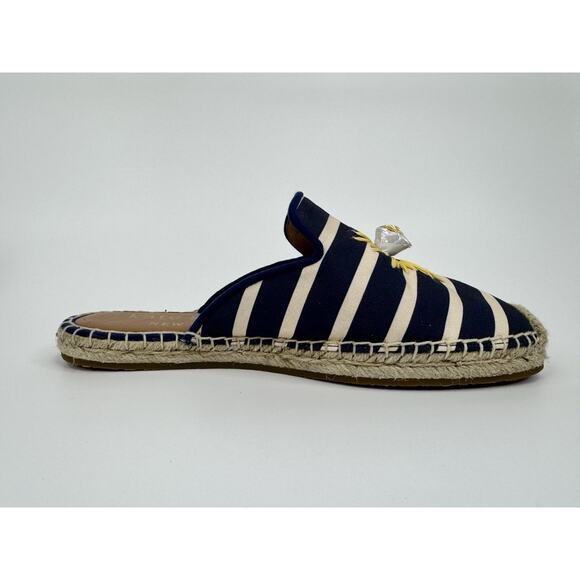 Kate Spade Solero Mule 6.5 Navy & White Stripe Espadrille Resort Vacation Daisy - Picture 4 of 13